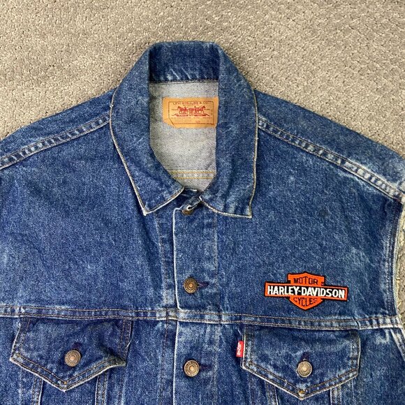 Vintage 80s Levi's Denim Vest Men's Large Blue Jean 70507 0218 Made in the USA - Picture 3 of 13